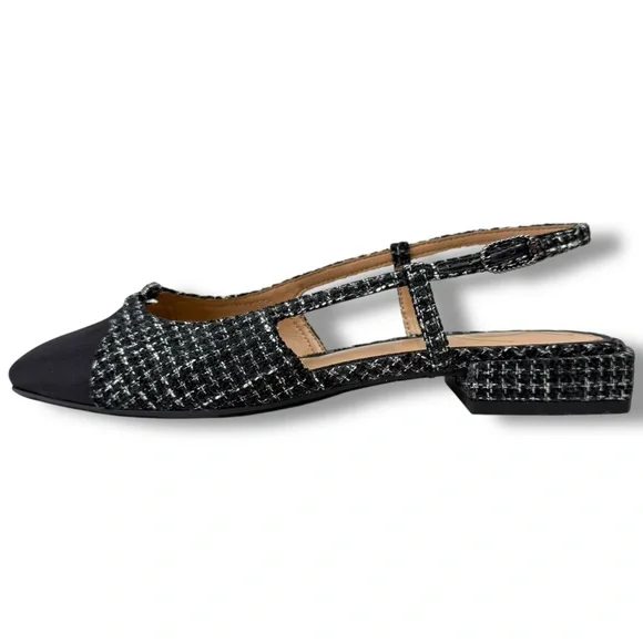NWT Sam Edelman Kara Black Boucle Tweed Slingback Flats Size 6 Office Chic - Picture 3 of 15